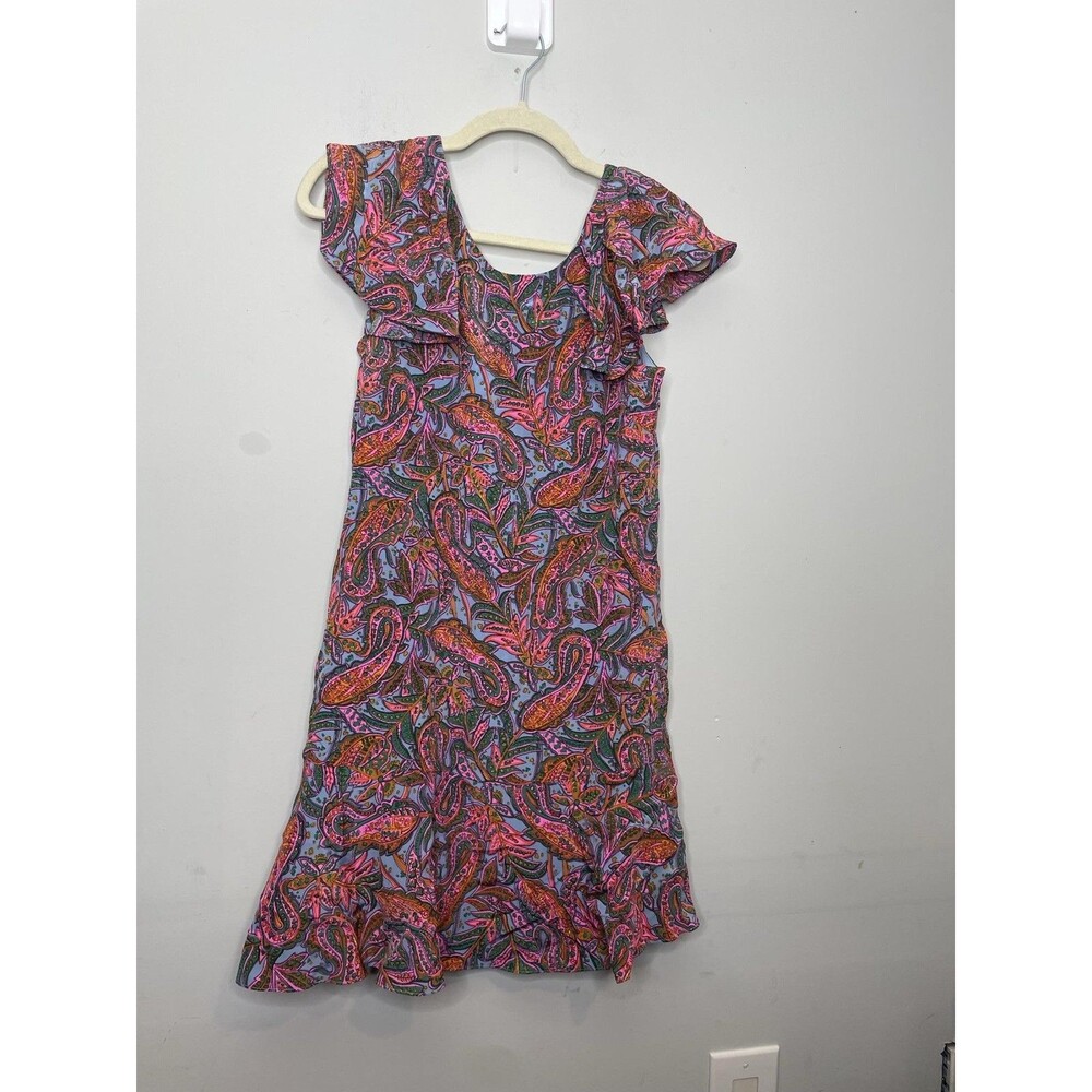 J. CREW Dress Womens 2 Pink Paisley 100% Silk Flutter Sleeve Wedding Shift NWT